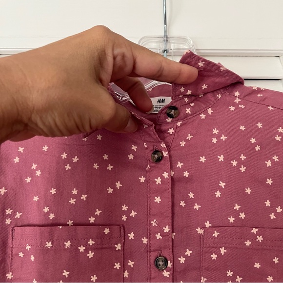 H&M Girls Mauve Stars print Shirt Dress long sleeve, size US 6X (6-7 Yrs) cotton - Picture 4 of 8